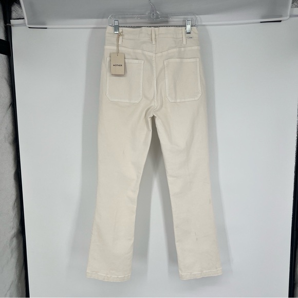 Mother The Hustler Patch Pocket Flood Straight Leg Jeans in Cream Puff 30 NWT - Picture 8 of 13